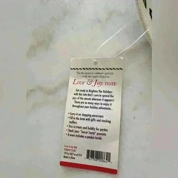 Brighton Love & Joy Canvas Tote Bag Christmas New With Tags - Picture 7 of 10